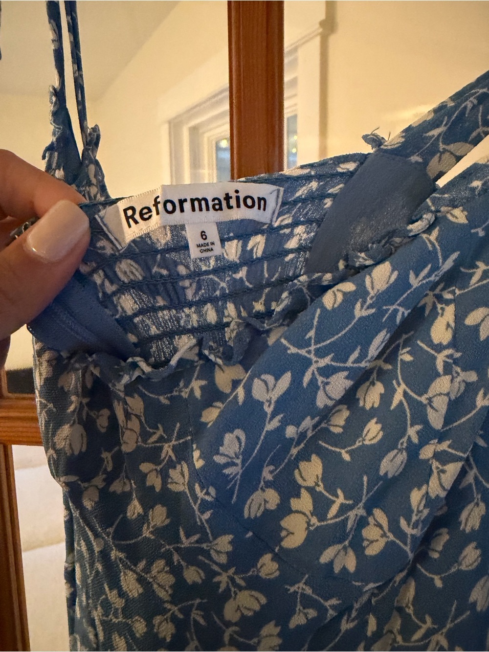 Reformation Nikita Midi Dress Blue Floral Size 6 - Picture 5 of 5